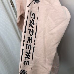 Baby pink Supreme pullover hoodie